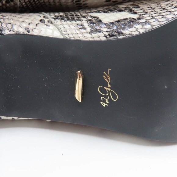 42 Gold Ojai Womens 8.5 Leather Snake Snakeskin Python Print Heeled Ankle Boots - Picture 9 of 11